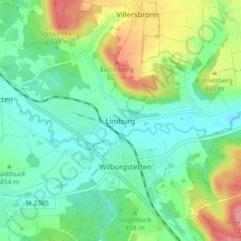 Topografische Karte Limburg, Höhe, Relief