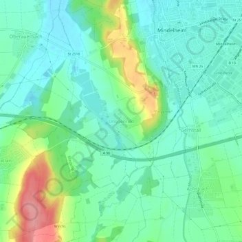Topografische Karte Unggenried, Höhe, Relief