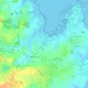 Topografische Karte Bilac, Höhe, Relief