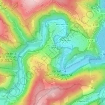 Topografische Karte Drescher, Höhe, Relief