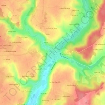 Topografische Karte Longny-au-Perche, Höhe, Relief