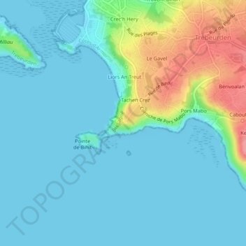 Topografische Karte Pointe de Bihit, Höhe, Relief