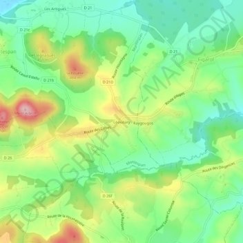 Topografische Karte Léoudary, Höhe, Relief