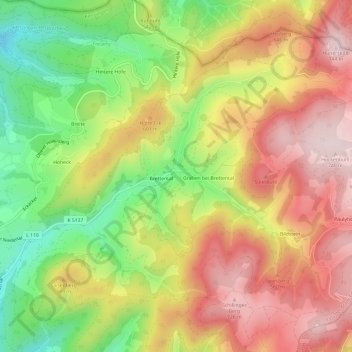 Topografische Karte Danielshof, Höhe, Relief