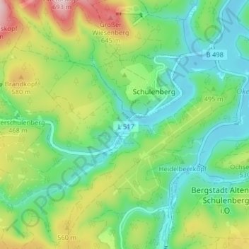 Topografische Karte Mittelschulenberg, Höhe, Relief