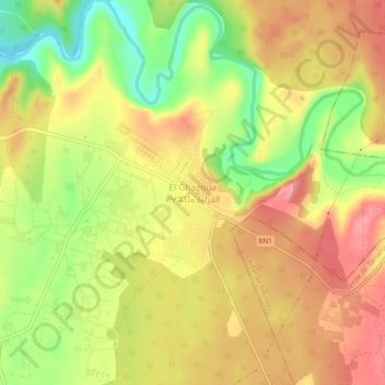 Topografische Karte El Ghazoua, Höhe, Relief