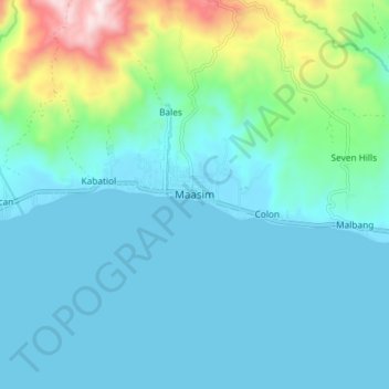 Topografische Karte Maasim, Höhe, Relief