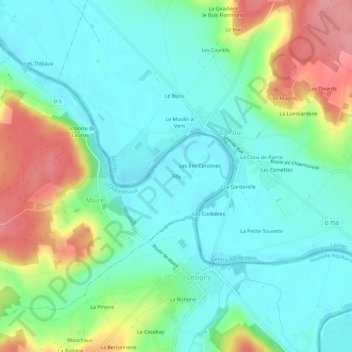 Topografische Karte Tilly, Höhe, Relief