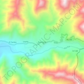 Topografische Karte Rancheria, Höhe, Relief