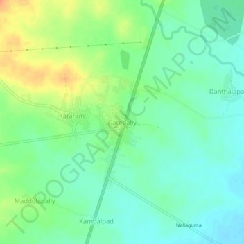 Topografische Karte Garepally, Höhe, Relief