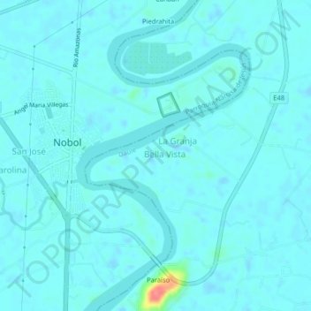 Topografische Karte Amalia, Höhe, Relief