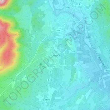 Topografische Karte La Rouvière, Höhe, Relief