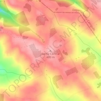 Topografische Karte Sierra Central, Höhe, Relief