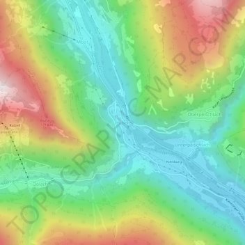 Topografische Karte Huben, Höhe, Relief