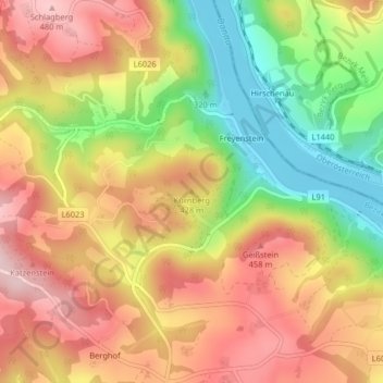 Topografische Karte Kürnberg, Höhe, Relief
