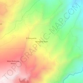 Topografische Karte Vereda Arrayán, Höhe, Relief