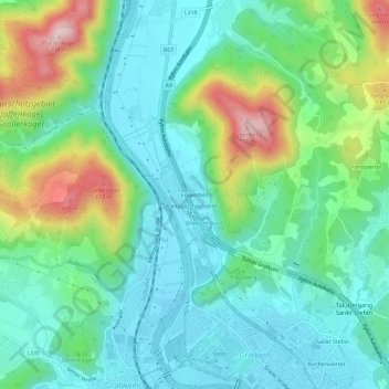 Topografische Karte Eggenfeld, Höhe, Relief
