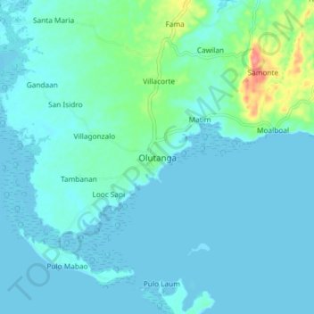 Topografische Karte Olutanga, Höhe, Relief