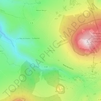 Topografische Karte Les Infruits, Höhe, Relief
