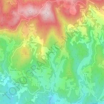 Topografische Karte Lavaud, Höhe, Relief