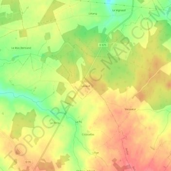 Topografische Karte Lepaud, Höhe, Relief