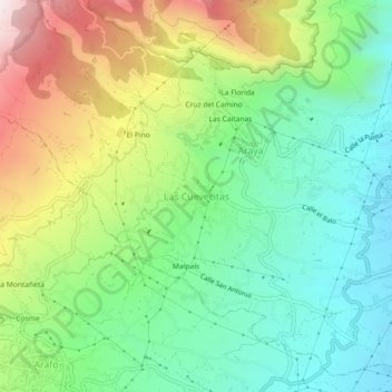 Topografische Karte Las Cuevecitas, Höhe, Relief