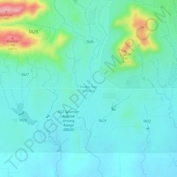 Topografische Karte Double Dips Crossing, Höhe, Relief