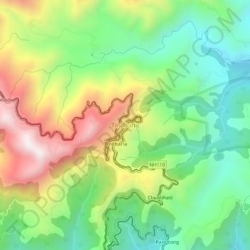 Topografische Karte Tindharia, Höhe, Relief