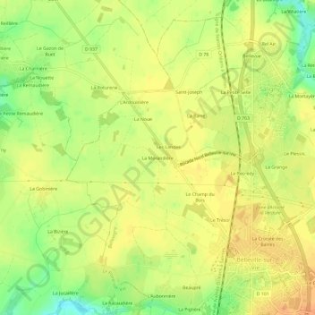 Topografische Karte La Morandière, Höhe, Relief