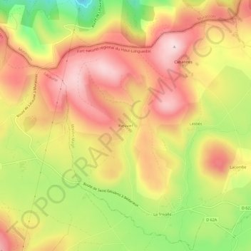 Topografische Karte Rieuviel, Höhe, Relief
