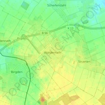 Topografische Karte Waldenrath, Höhe, Relief