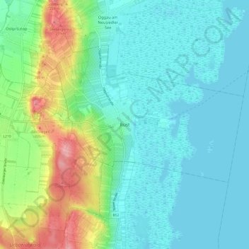 Topografische Karte Rust, Höhe, Relief