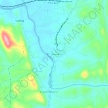 Topografische Karte Pinnawala, Höhe, Relief