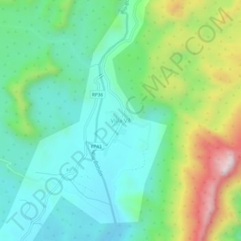Topografische Karte Villa Víl, Höhe, Relief