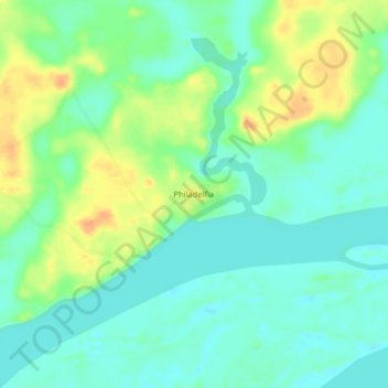 Topografische Karte Philadelfia, Höhe, Relief