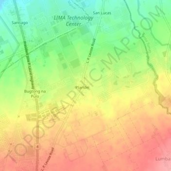 Topografische Karte Plaridel, Höhe, Relief