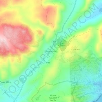 Topografische Karte Chiova-d'Asino, Höhe, Relief