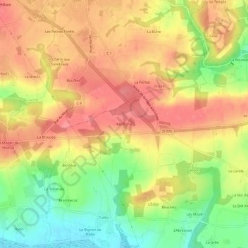 Topografische Karte Kermaria, Höhe, Relief