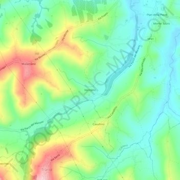 Topografische Karte Vecciano, Höhe, Relief