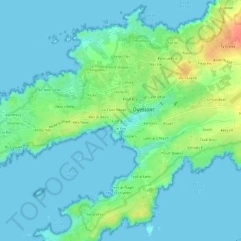 Topografische Karte Lampaul, Höhe, Relief