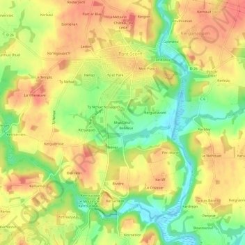 Topografische Karte Mon Désir, Höhe, Relief