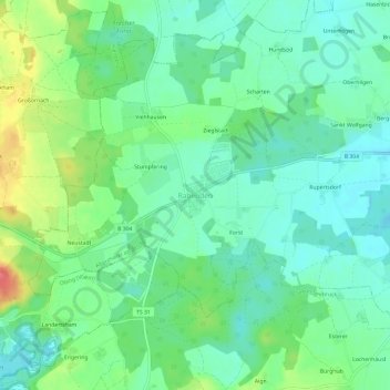 Topografische Karte Rabenden, Höhe, Relief