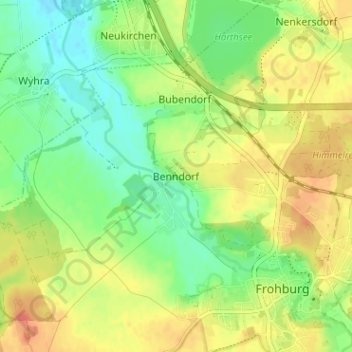Topografische Karte Benndorf, Höhe, Relief