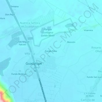 Topografische Karte Fundo Pena, Höhe, Relief