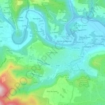 Topografische Karte Champ Fagou, Höhe, Relief