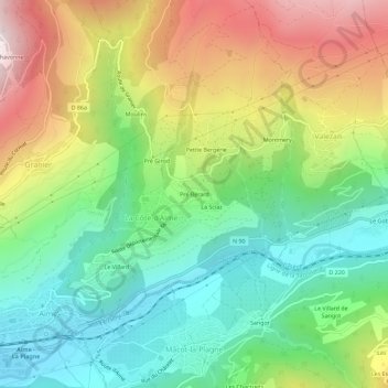 Topografische Karte Pré Berard, Höhe, Relief