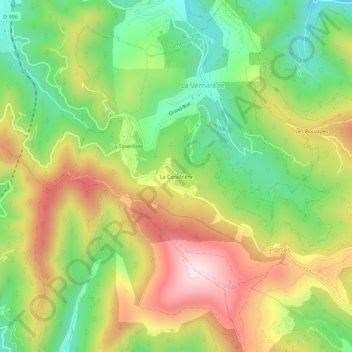 Topografische Karte La Canebière, Höhe, Relief