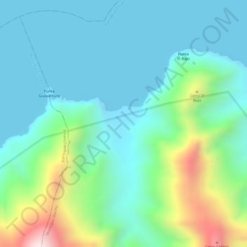 Topografische Karte Playa Copey, Höhe, Relief