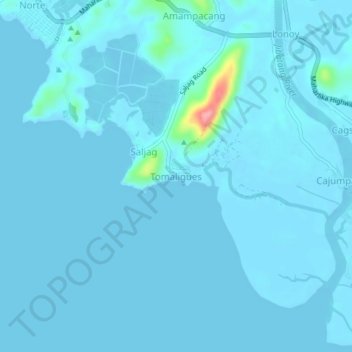 Topografische Karte Tomaligues, Höhe, Relief