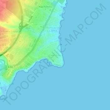 Topografische Karte Cabo Roig, Höhe, Relief